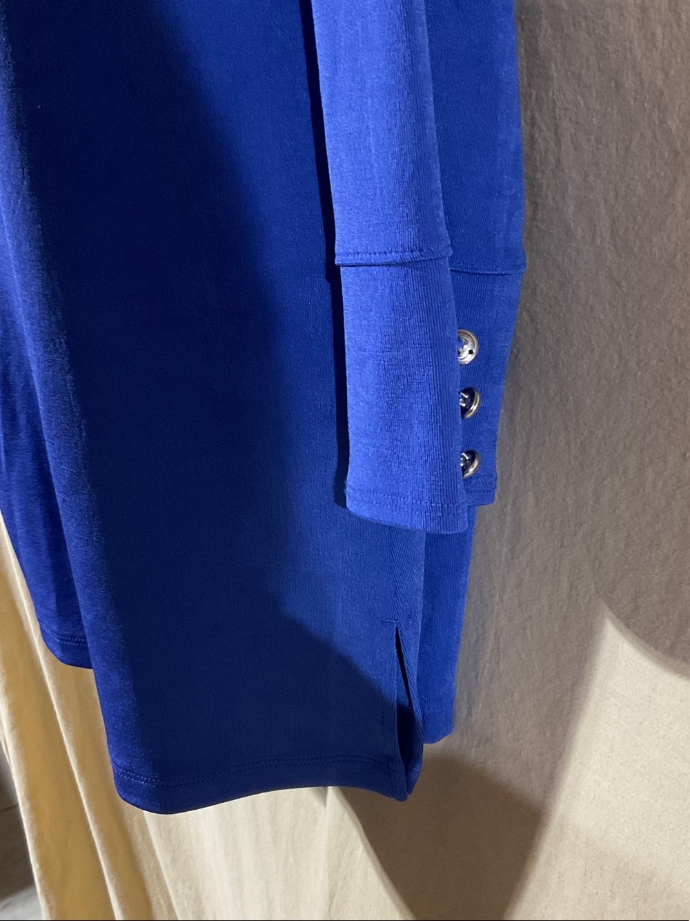 Chico's Size S Scoop Neck 3/4 Sleeve Tunic - Cobalt Blue - Picture 4 of 6
